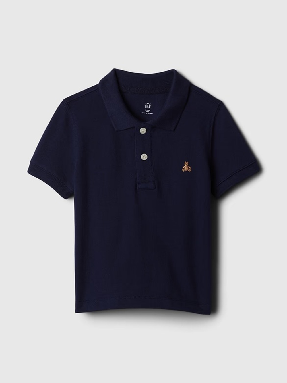 Baby Gap Boys Classic Pique Polo Shirt Navy Blue Teddy Bear 12-18 Months One